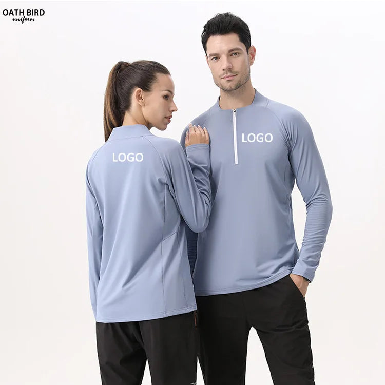 Custom LOGO DTF Printing Workout Tshirt Half Quarter Zip Sports Top Silk Screen Printing Training Gym Shirt for Men Unisex