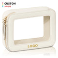 Custom PU Leather Cosmetic Bag with Zipper Closure Large Capacity Travel Organizer for Skincare Toiletries Makeup PVC Make Pouch