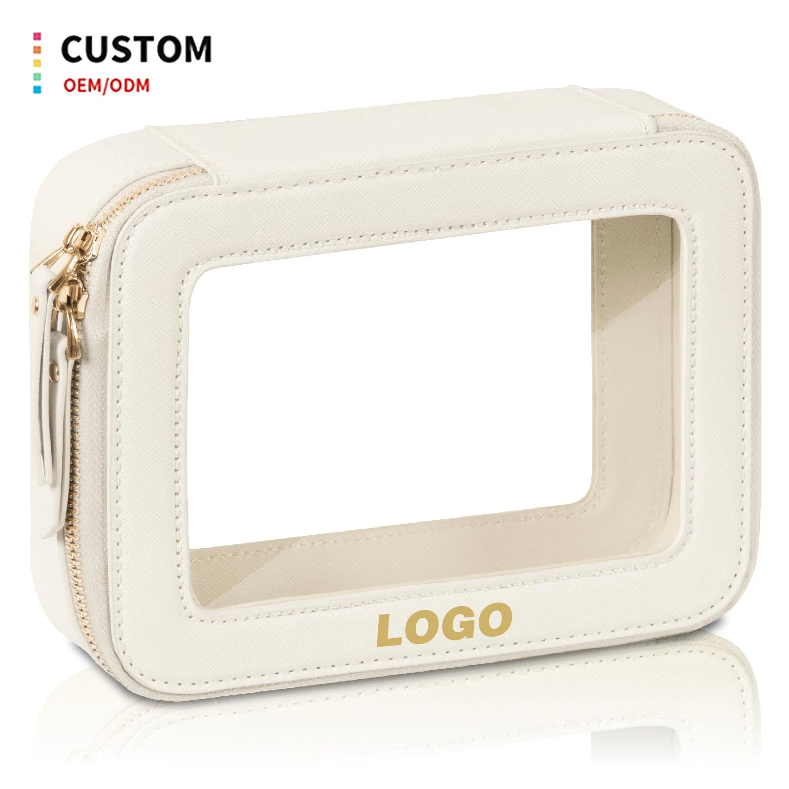 Custom PU Leather Cosmetic Bag with Zipper Closure Large Capacity Travel Organizer for Skincare Toiletries Makeup PVC Make Pouch