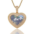 DUYIZHAO DIY  Double Love Photo Frame Pendant Memory Theme Accessories Hip Hop Rap Rock Jewelry With 3MM 24inches Rope Chain