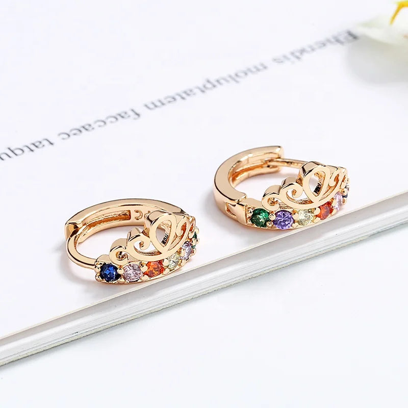 Wholesale Mixed Jewelry Women 18K Dubai Gold Plated Moisanit Huggie Hoop Earring