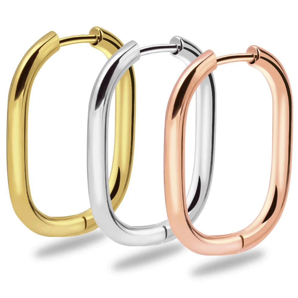 Stainless Steel Earring Wire Hoop Drop Rectangle Earring Jewelry Unisex for Women and Men