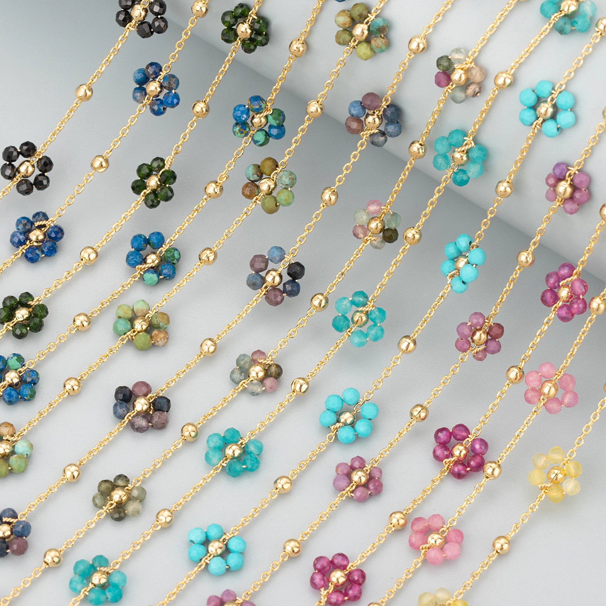 C293 1m/lot DIY Chain 18K Gold Plated Stainless Steel Natural Stone Handmade Bracelet Necklace Making Accessories