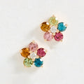 LOZRUNVE China Jewelry Factory Sterling Silver Mini Rainbow Colored Flower Stud Earring