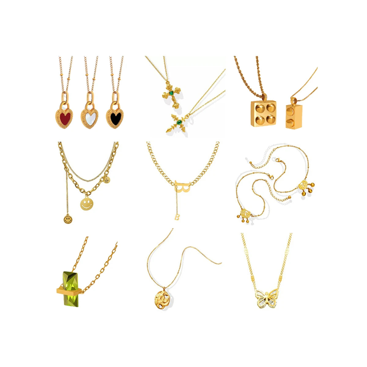 New Style Jewelry 18K Gold Plated Colorful Cubic Zirconia Wedding Cheap Fashion Chain Necklace