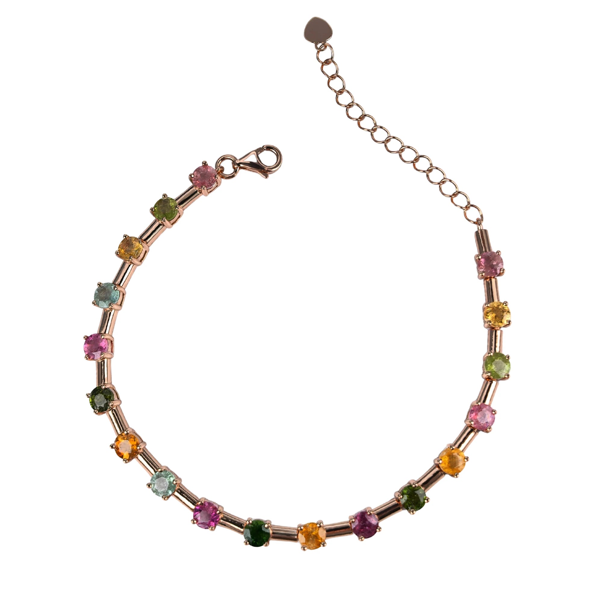 Elegant Rose Gold Plated Silver 925 Jewelry Natural Tourmaline Bracelet for Women Anniversary Gift