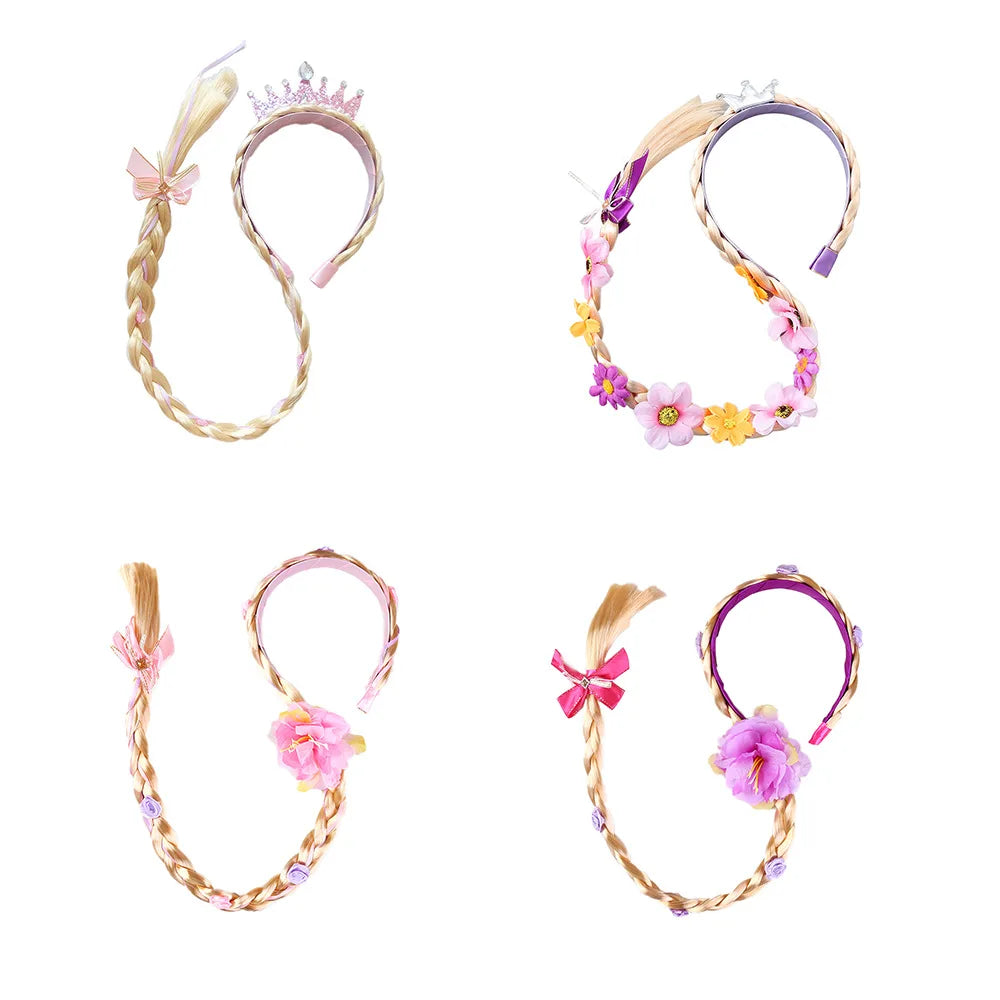 Long Braided Wigs Princess Hairpiece Rapunzel Wig Elsa Braid Girls Cosplay Hair Dess up Accessories