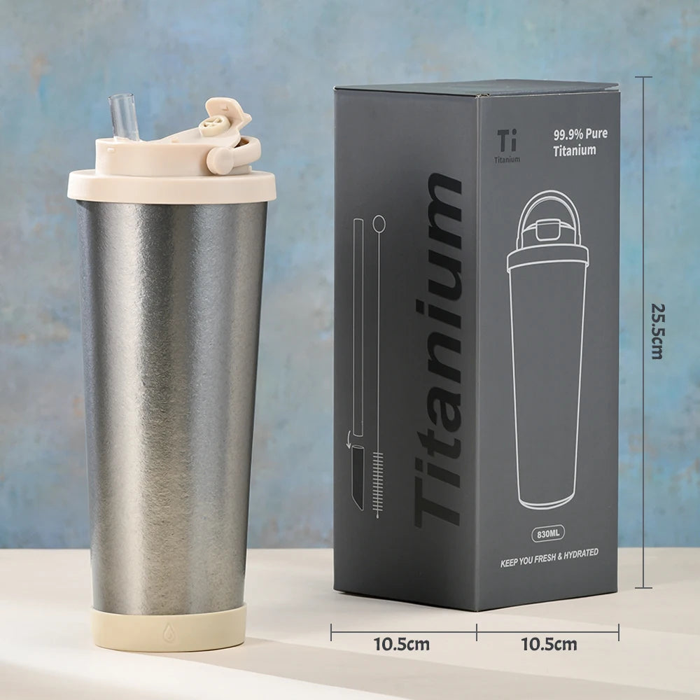 830ml Large Capacity Double-Layer Titanium Tumbler Portable Artistic Cup for Men & Women High-Grade Vacuum Flask