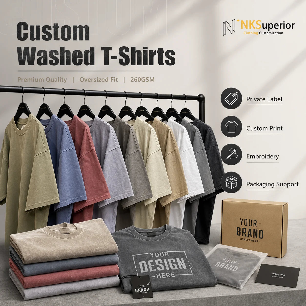 DTG Custom Heavyweight Scuffed T Shirts Washed Out 100% Cotton Blank Drop Shoulder Oversized Vintage Acid Wash Urban Fashion Top