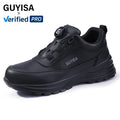 GUYISA High-quality Men's Smart Button Microfiber Upper Rubber Outsole Safety Shoes