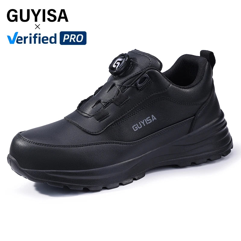 GUYISA High-quality Men's Smart Button Microfiber Upper Rubber Outsole Safety Shoes