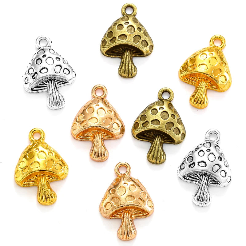 4 Color Mushrooms Charms Alloy for Earring Necklace Pendants DIY Handmade Jewelry Accessories Making 26*17mm K39