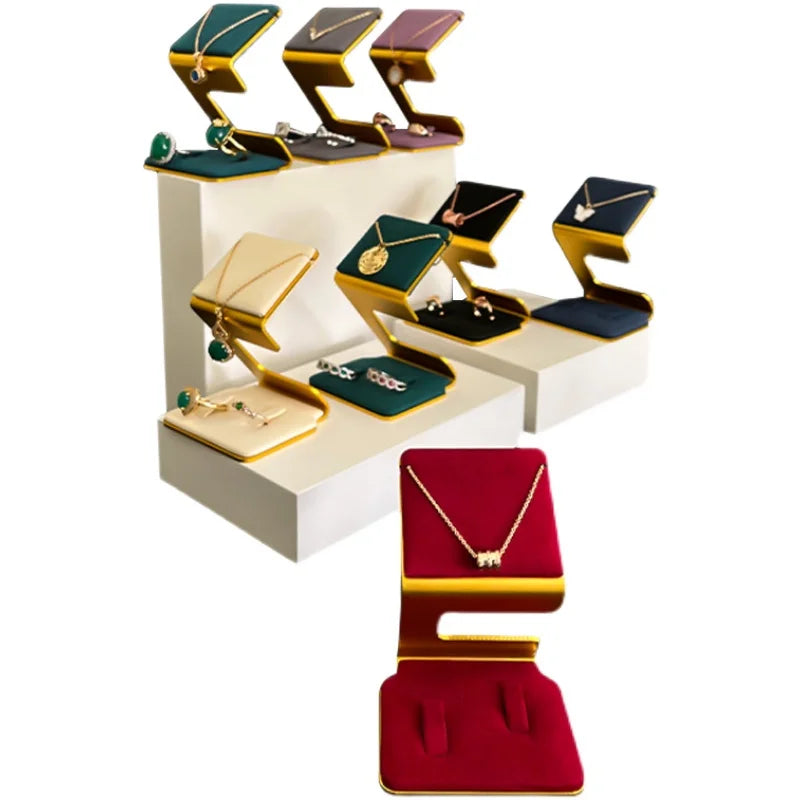 Unique Design Jewelry showcase Display Rack Multifunction Metal Necklace Rings Display Stand