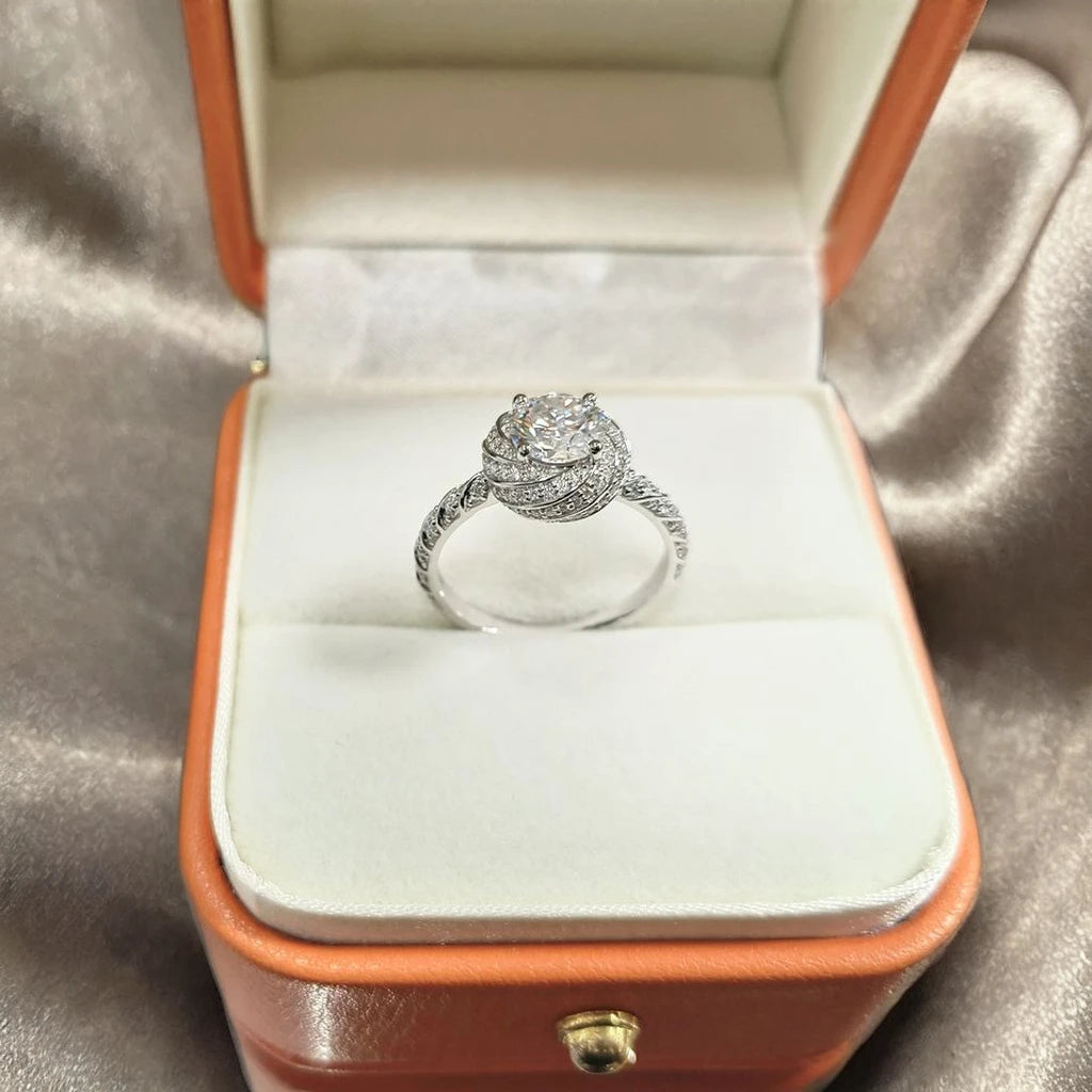 Real 14k Solid Gold Luxury DEF Moissanite 1ct Round Cut Ring Wedding Ring Engagement Ring