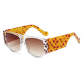 Newest Personality Pattern Thick Frame Shields Transparent Plastic Big Frame Oversized UV400 Men Women Wide Legs Sunglasses