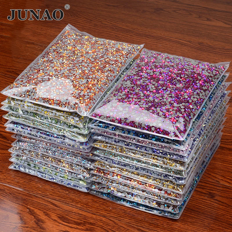 Wholesale 100 Gross 14400pcs Bulk Package SS6 SS8 SS16 SS20 Iron on Transfer Glass Crystal Stone Hot Fix AB Crystal Rhinestone
