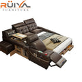 Ruiya Furniture Factory Direct Sale Modern Multifunctional Smart Bed Tatami Leather King Recliner Chair Storage Furniture