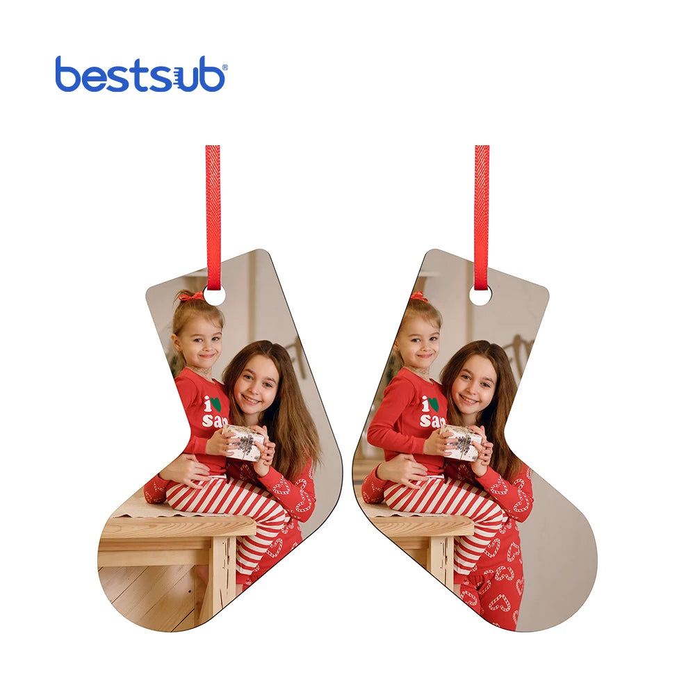 Wholesale Sublimation Blanks Unisub Hardboard Eco-friendly DIY Christmas Stocking with Customized Logo 7.5x9.5cm