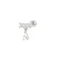 Sterling Silver Gold Plated Drop Simple Zircon T Shaped Cartilage Earrings