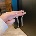 Personalized Trendy 925 Silver Needle Earring Designer Zircon Tassel Earrings Rhinestone Crystal Ear Jewelry Long Tassel Earring