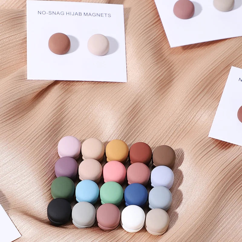 New Product Ideas 29 Colors Macaron Round Pin Men Cufflinks Muslim Hijab Pins Scarf Women Magnetic Hijab Pins