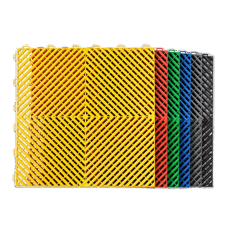 Heavy-Duty Interlocking Plastic Garage Floor Tiles Anti-Slip PP Vented Mats for Warehouse Workshop Car Detailing Showroom
