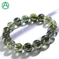ArthurGem Rare Quality Green Rutilated Bracelets Natural Healing Crystal Green Rutilated Quartz Gemstone Bracelet for Women Men
