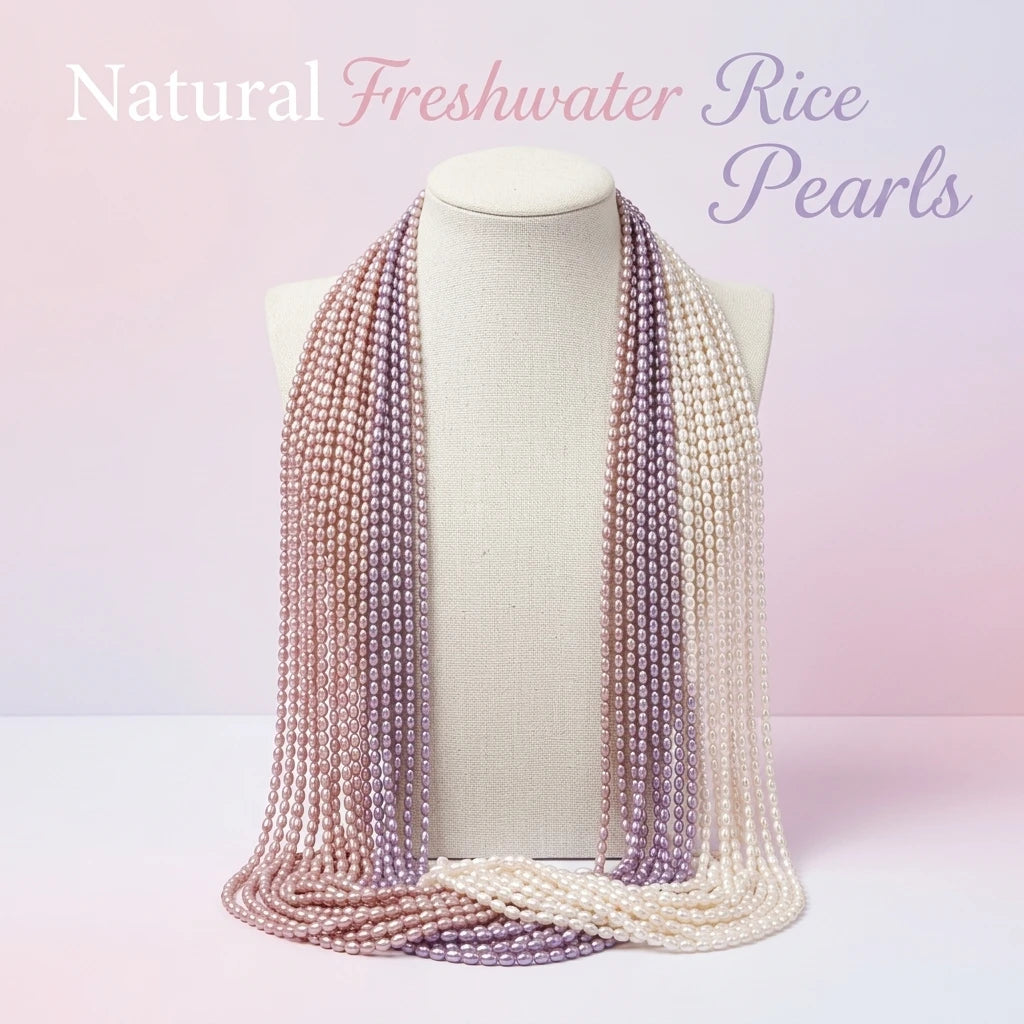 1-4A Natural Freshwater Drop Pearl Strand for Making Pearl Bracelet Necklace 6-7mm Rice Pearl Strand MegaBDM
