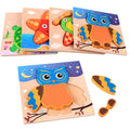2022 Creative 3D Wooden Puzzle Cartoon Animal Traffic Cognition Jigsaw Colorful Early Educational Toys for Children Kids Baby