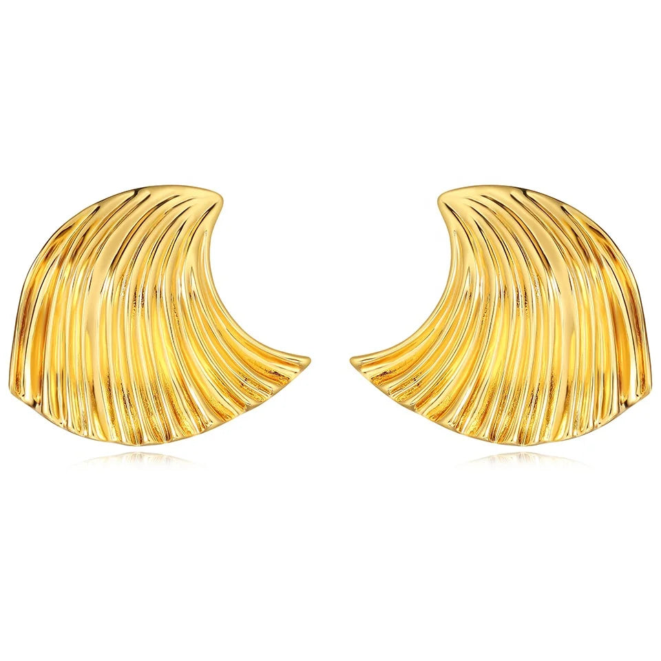 Fashion Personality Exaggerated Brass Plating Gold Silver Waves Large Earrings for Women Jewelry Custom