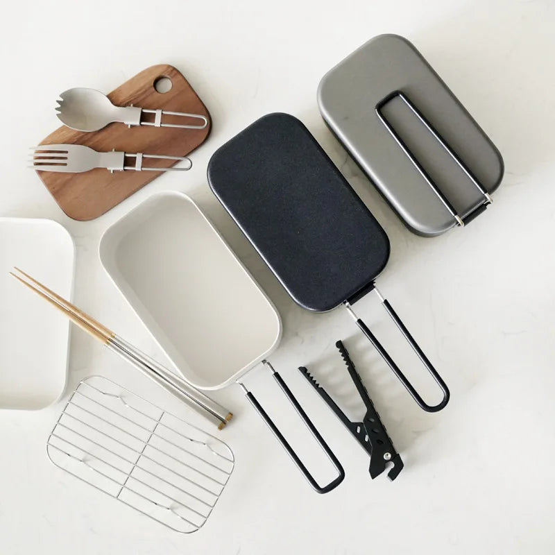 304 Stainless Steel Eco-Friendly Bento Box Set Heatable Picnic Cooking Lunch Box Natural Wood Bamboo Lid Cutting Board for