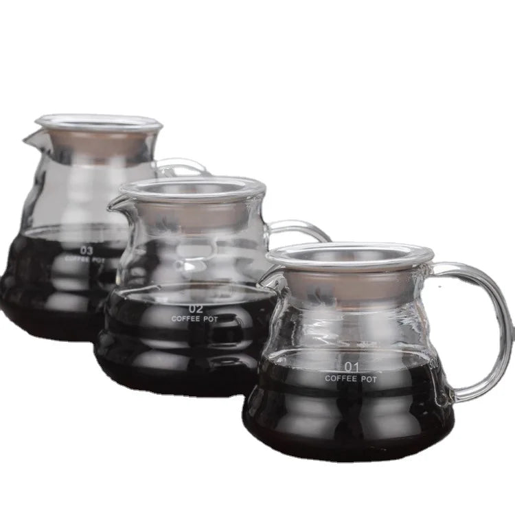 Hot Coffee Server 800ML Insulating Handle  Carafe Drip Coffee Pot Coffee Kettle Brewer Barista Percolator Clear