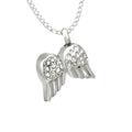 Wings Angel Religious Children's Cremation Urn Stainless Steel Crystal Ash Pendant Keepsake Memorial Necklace Feather Funeral