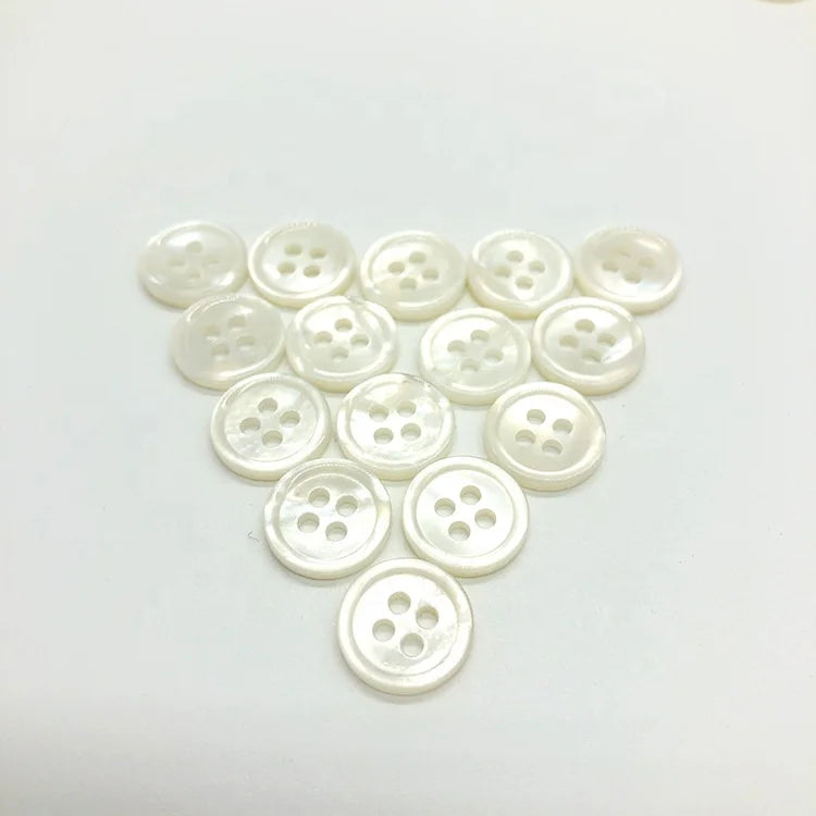 Custom Engraved Logo 4-Hole White Mother of Pearl Button Polished Shell Shirt Decoration with Personalized Design