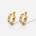 Ivanda Wholesale Hot Selling Stainless Steel Gold Plated Jewelry Pearl Hoop Earrings for Women
