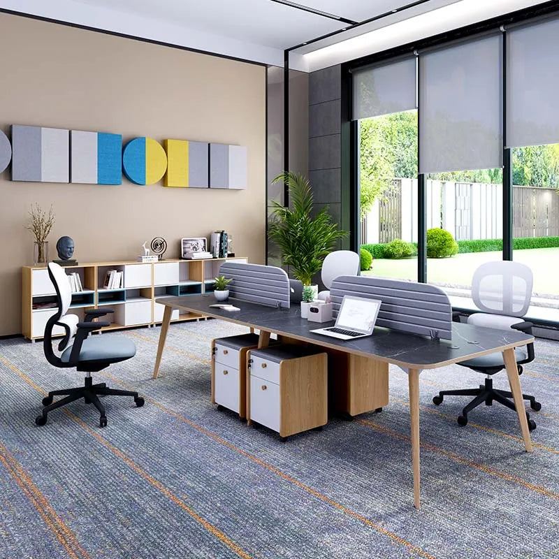 Modern 4-Person Office Cubicle Workstation New Design Wood Table Desk Convertible and Extendable for Office Furniture