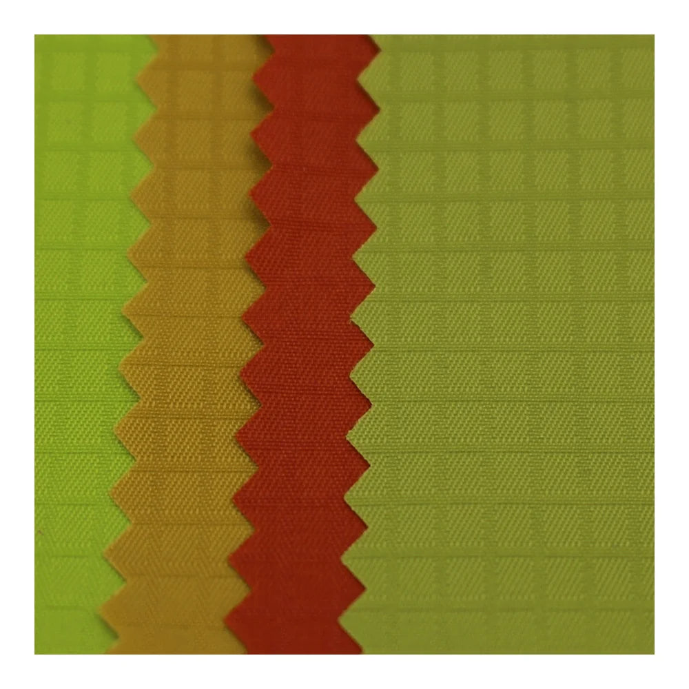 210D Hidden Dark Line Check Riipstop Nylon Fabric with PU Coated