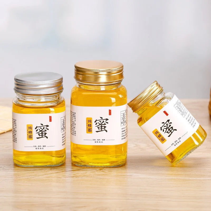 100 ml 200 ml 280 ml 380 ml 500 ml 730 ml Metal Screw Lids Honey Jam Jars square Glass Jars