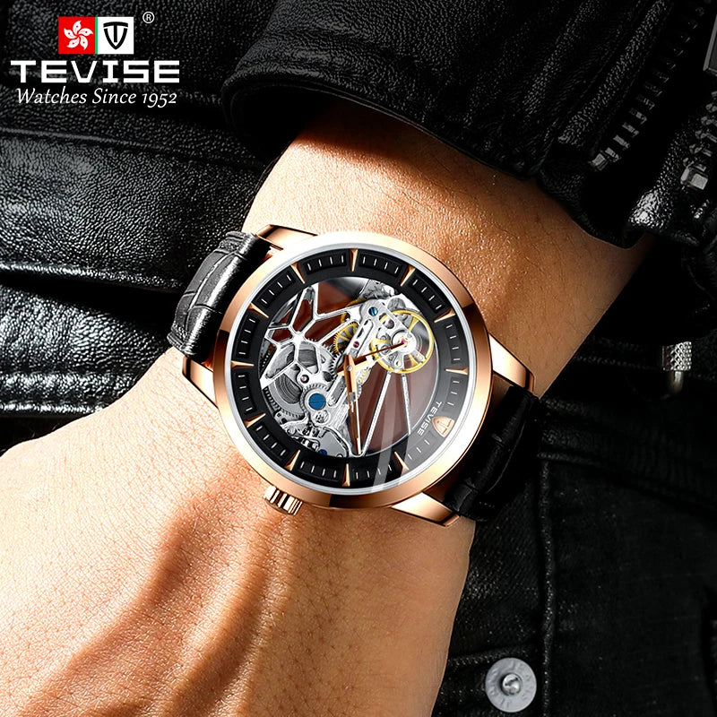 RTS Customized Accept Men's Wristwatch Hollow Out Design Water Resistance Watch for Business