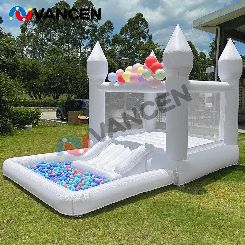 Commercial Wedding White Bounce House Inflatable Jumpers Bouncy Castle White Inflatable Bouncer with Slide Combo