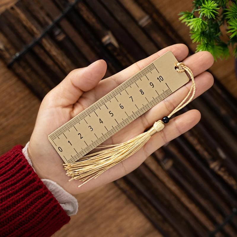 Rectangle Metal Ruler Bookmark With TasselGift Boxed Bookmark for BookCustomised Personalised Bookmarks Ruler Brass