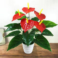 Factory Direct Selling Simulation Flower 18 Anthurium Green Plant Potted Plastic Flower Decoration Simulation Plant
