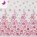 Good Quality Pink 3D Flower Handmade Beaded Embroidered Fabric With Sequins Nigerian Lace Fabric 2021 HY1633