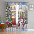 Hot Selling Merry Christmas Sheer Privacy Home Decor 100% Polyester Window Solid Curtains Living Room Modern Custom