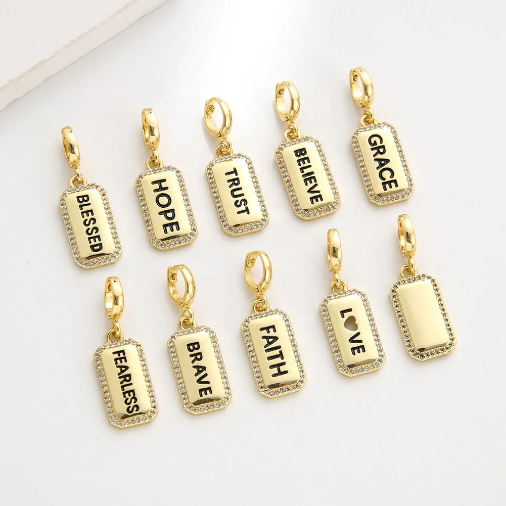 Hot-selling Metal Zircon Necklace Bracelet Pendant 18K Gold Plated Believe Brave Hope Inspiring Letter Necklace Jewelry