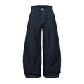 Fashion Designer Scimitar Pants Men's Jeans Hip Hop Rock Fitting Pleated Floor Length Jeans Pants for Men