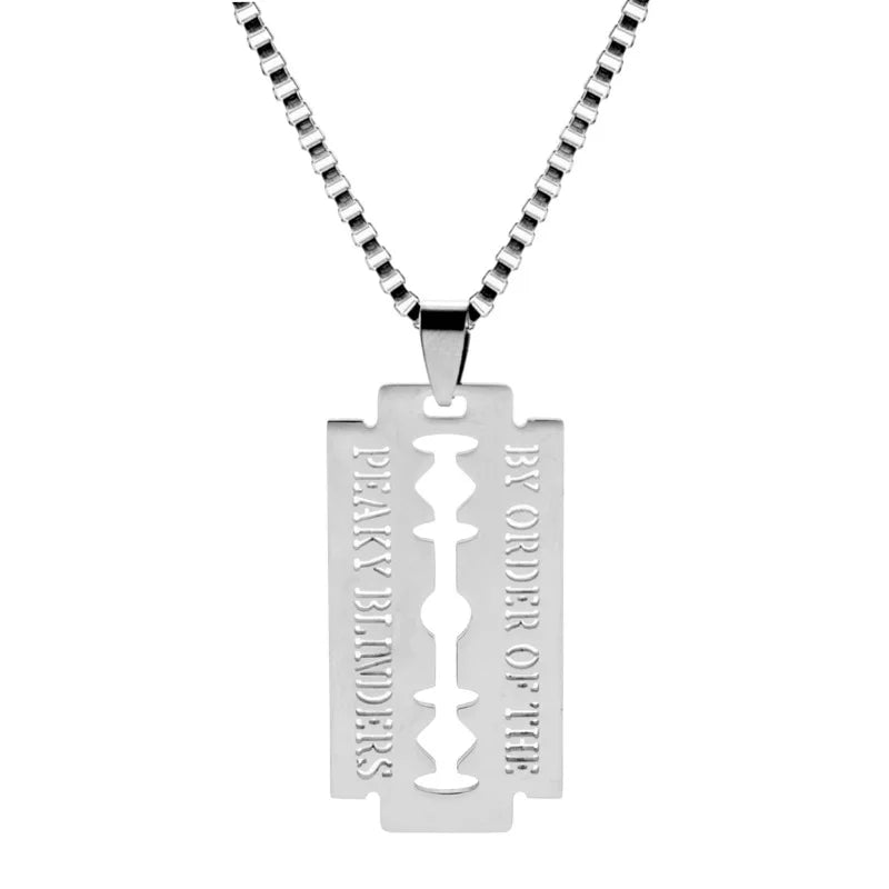 Peaky Blinders Razor Party Stainless Steel Blade Necklace Personalized Punk Necklace Spot Wholesale Men'S Necklace