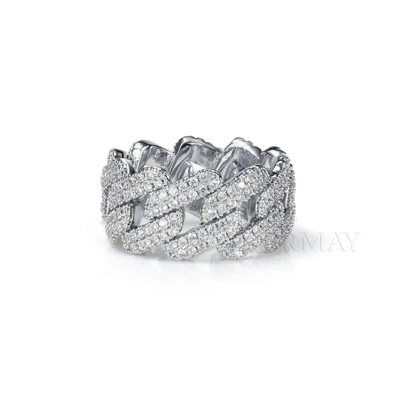 Customize Silver925 Moissanite Rotating  Hiphop Gear Shape Pave Setting Moissanite Turning Ring Gifts