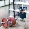 450ML Graduated Cup Creative Fashion Silicone Electroplating Water Cup With Lid and Straw
