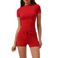 Women's Comfort Soft Lightweight Yoga Set Drawstring Stretchy Fitness Shorts and T Shirts